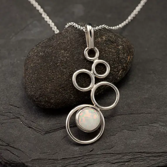 Opal Necklace- Opal Pendant- Sterling Silver Necklace With Opal- Opal Jewelry- Sterling Silver Jewelry Handmade - October Birthstone