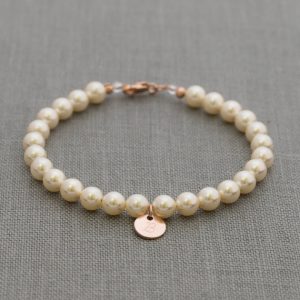 Shop Pearl Bracelets! Rose Gold Bridesmaids Bracelet, Personalized Bridesmaid Initial Gift, Junior Bridesmaid Pearl Bracelet, Rose Gold Bridal Party Jewelry | Natural genuine Pearl bracelets. Buy handcrafted artisan wedding jewelry.  Unique handmade bridal jewelry gift ideas. #jewelry #beadedbracelets #gift #crystaljewelry #shopping #handmadejewelry #wedding #bridal #bracelets #affiliate #ad