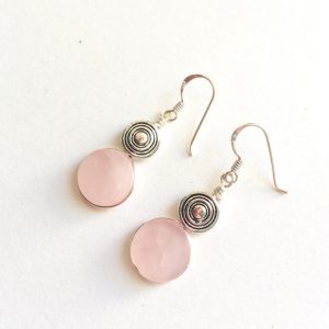 Shop Rose Quartz Earrings! Rose quartz earrings, Natural Rose quartz sterling silver earrings, dangle gemstone earrings, Round pink stone earrings, Rose quartz set | Natural genuine Rose Quartz earrings. Buy crystal jewelry, handmade handcrafted artisan jewelry for women.  Unique handmade gift ideas. #jewelry #beadedearrings #beadedjewelry #gift #shopping #handmadejewelry #fashion #style #product #earrings #affiliate #ad
