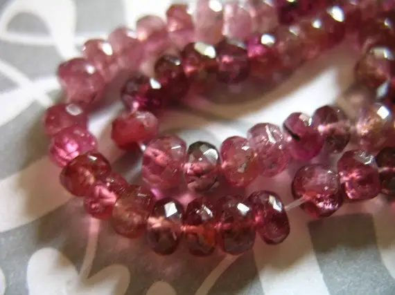 10-100 Pcs / 3-4 Mm, Pink Rubellite Tourmaline Gemstone Rondelles Beads, Luxe Aaa / Shaded Pink & Burgundy, Faceted, October Birthstone Pr