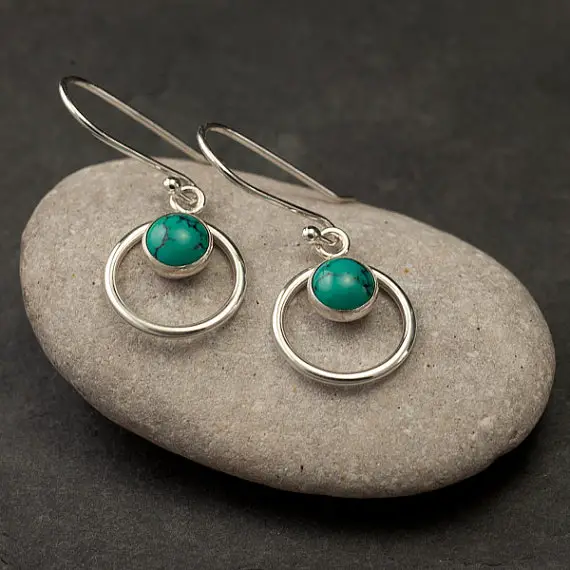 Turquoise Earrings- Silver Turquoise Earrings- Turquoise Dangle Earrings- Sterling Silver Earrings With Turquoise- December Birthstone