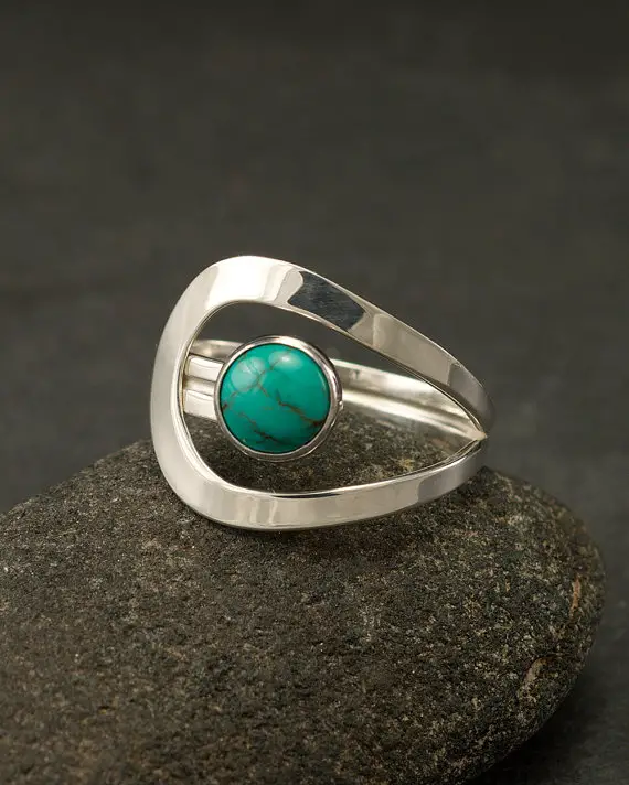 Turquoise Ring- Turquoise Gemstone Ring- Silver Turquoise Ring- Sterling Silver Ring- December Birthstone- Silver Jewelry- Sizes 5-12