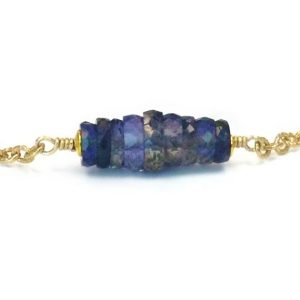 Shop Iolite Jewelry! Iolite Necklace – Bead Bar Necklace – Gold Jewellery – Gemstone Jewelry – Purple – Chain – Luxe – Iridescent | Natural genuine Iolite jewelry. Buy crystal jewelry, handmade handcrafted artisan jewelry for women.  Unique handmade gift ideas. #jewelry #beadedjewelry #beadedjewelry #gift #shopping #handmadejewelry #fashion #style #product #jewelry #affiliate #ad