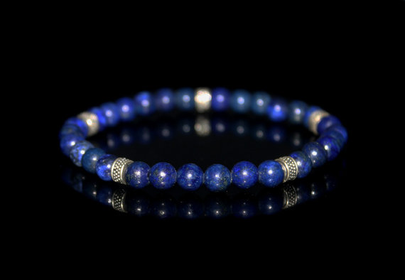 Men's Bracelet, For Men, Lapis Lazuli And Sterling Silver Bracelet, Man's Bracelet, Bracelet Fr Man, Beaded Bracelet, Bead Bracelet Man