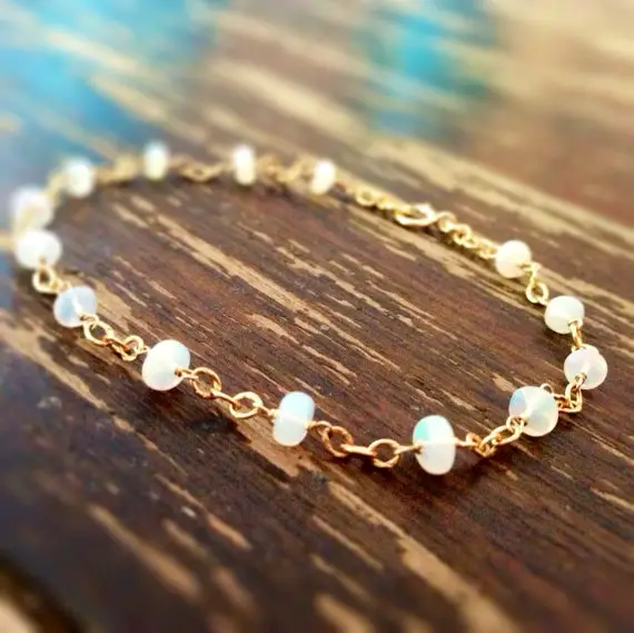 Opal Bracelet - Ethiopian Opal Jewelry - October Birthstone - Gemstone - Dainty - Gold Jewellery