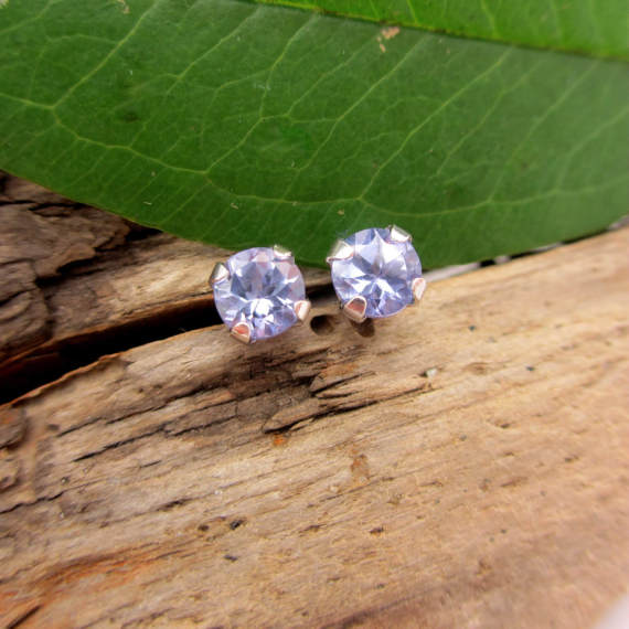 Tanzanite Earrings: Solid Platinum Or 14k Gold | Minimalist Screw Back Studs For Men Or Women | Made In Oregon
