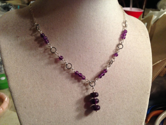 Amethyst Necklace - February Birthstone - Purple Jewelry - Sterling Silver - Gemstone Jewellery - Pendant - Chain