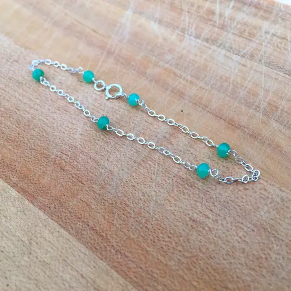 Chrysoprase Bracelet - Green Bracelet - Chrysoprase And Sterling Silver Jewelry - Gemstone - Chain Jewellery