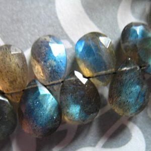 Shop Labradorite Faceted Beads! 2-10 pcs, 9-11 mm, LABRADORITE Pear Briolettes Beads, Luxe AAA, Gray Grey Silver, faceted, blue flashes brides bridal 911 solo | Natural genuine faceted Labradorite beads for beading and jewelry making.  #jewelry #beads #beadedjewelry #diyjewelry #jewelrymaking #beadstore #beading #affiliate #ad