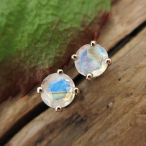 Rainbow Moonstone Earrings: Platinum or 14k Gold | Minimalist Screw Back Studs for Men or Women | Made in Oregon | Natural genuine Array jewelry. Buy handcrafted artisan men's jewelry, gifts for men.  Unique handmade mens fashion accessories. #jewelry #beadedjewelry #beadedjewelry #shopping #gift #handmadejewelry #jewelry #affiliate #ad