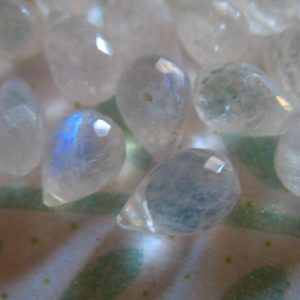Shop Moonstone Beads! MOONSTONE Teardrop Tear Drop Briolettes, Luxe AAA, 3 pcs, 8-10 mm, Faceted, june birthstone brides bridal weddings 810 | Natural genuine beads Moonstone beads for beading and jewelry making.  #jewelry #beads #beadedjewelry #diyjewelry #jewelrymaking #beadstore #beading #affiliate #ad