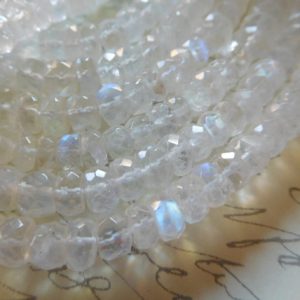 1/2 Strand, MOONSTONE Rondelles Beads, Rainbow Moonstone Beads / Luxe AAA AAAA, 3.5-4 mm, june birthstone gemstone  brides flashes blue 40 | Natural genuine rondelle Rainbow Moonstone beads for beading and jewelry making.  #jewelry #beads #beadedjewelry #diyjewelry #jewelrymaking #beadstore #beading #affiliate #ad