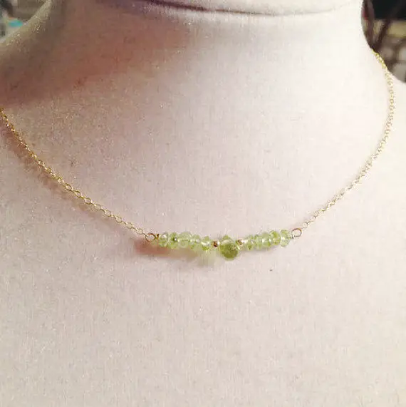 Peridot Necklace - Green Gemstone Jewellery - August Birthstone - Gold Jewelry - Luxe - Bead Bar - Handmade - Jewelrybycarmal - Chain