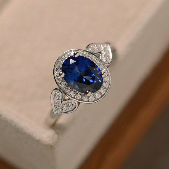 Sapphire Engagement Ring, Blue Sapphire, Oval Cut Sapphire, September Birthstone