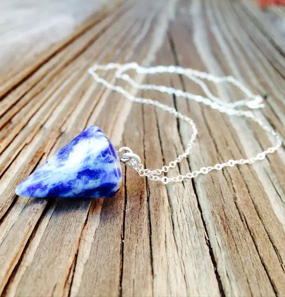 Sodalite Necklace - Blue Pendulum Jewellery - Sterling Silver Jewelry - Gemstone - Chain - Pendant