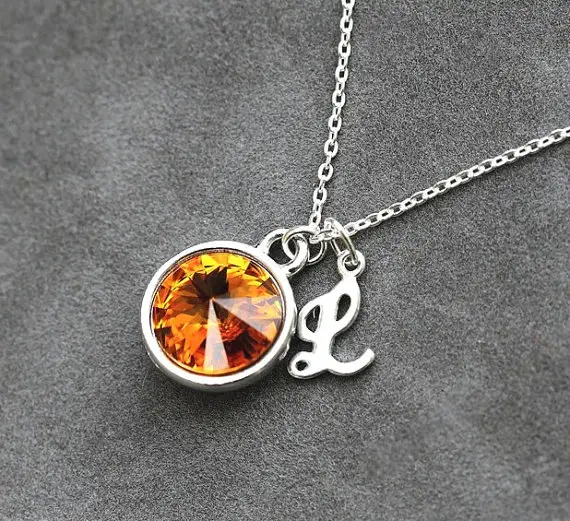 November (Topaz) Birthstone Necklace Created with Zircondia® Crystals | eBay