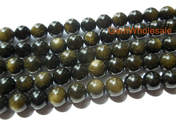 15.5" 6mm/8mm/10mm Natural Golden Obsidian, Golden Obsidian Diy Round Beads,golden Obsidian Round Beads, Natural Stone Beads