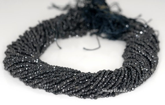 2mm Black Obsidian Gemstone Micro Faceted Round 2mm Loose Beads 15.5 Inch Full Strand (90191984-345)