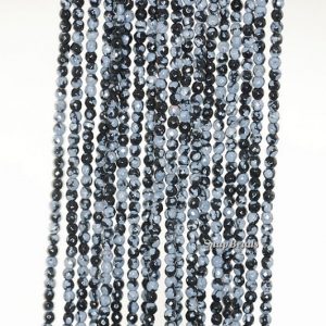 Shop Snowflake Obsidian Round Beads! 3mm Snowflake Obsidian Gemstone Grade A Faceted Round 3mm Loose Beads 15.5 inch Full Strand LOT 1,2,6,12 and 50 (90181617-107-3g) | Natural genuine round Snowflake Obsidian beads for beading and jewelry making.  #jewelry #beads #beadedjewelry #diyjewelry #jewelrymaking #beadstore #beading #affiliate #ad