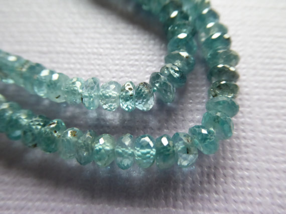 Genuine Natural Blue Zircon Rondelles Gemstone Beads Roundels Rondels Roundells, Faceted Loose Gems, Luxe Aaa, 3.5-4 Mm Solo Brr 34