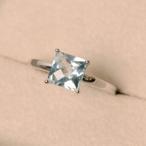 Shop Aquamarine Rings! Aquamarine ring, natural aquamarine, solitaire ring, sterling silver, ring aquamarine | Natural genuine Aquamarine rings, simple unique handcrafted gemstone rings. #rings #jewelry #shopping #gift #handmade #fashion #style #affiliate #ad