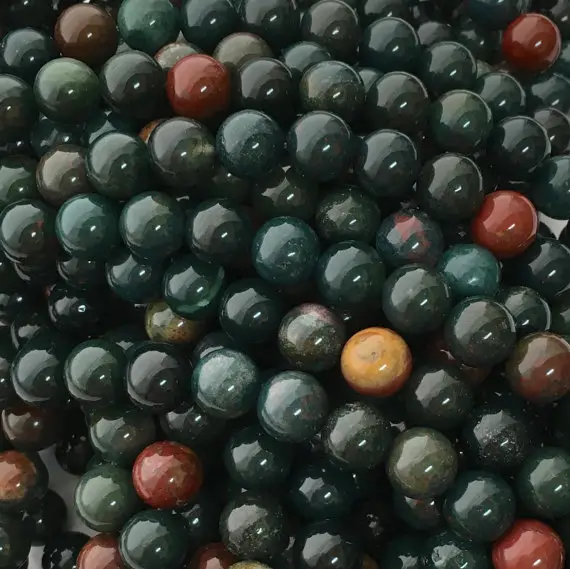 Bloodstone Beads, 8mm Beads, Blood Stone, Green Beads, Heliotrope, Dark Green, Green Gemstone, Bloodstone Gemstone Beads, Protection Stones