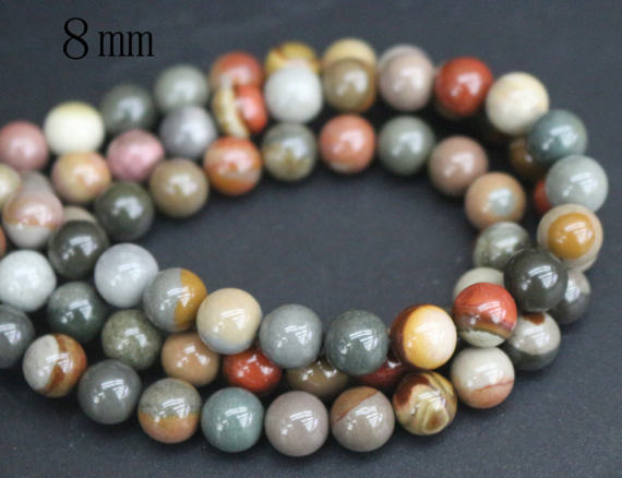 Polychrome Jasper Beads,4mm/6mm/8mm/10mm/12mm Smooth And Round Stone Beads,15 Inches One Starand
