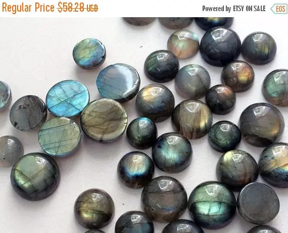 8-16mm Labradorite Plain Round Cabochons, Labradorite Flat Back Cabochons, 5 Pieces Loose Labradorite Blue Fire Stone For Jewelry - Krs193