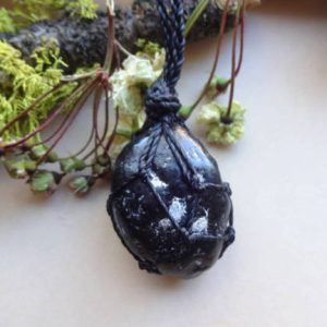Apache Tears Obsidian Necklace, Dragon Glass Pendant, Volcanic Rock Root Chakra Macrame for Men, Chakra Necklaces Healing Stone Amulet | Natural genuine Apache Tears jewelry. Buy handcrafted artisan men's jewelry, gifts for men.  Unique handmade mens fashion accessories. #jewelry #beadedjewelry #beadedjewelry #shopping #gift #handmadejewelry #jewelry #affiliate #ad