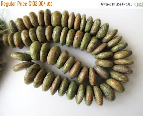 Unakite Plain Rondelle Beads, Unakite Smooth Rondelle Button Beads, 12mm To 23mm Beads, 16 Inch Strand, Gds653