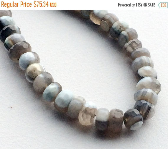 7.5mm Boulder Opal Faceted Beads, Boulder Opal Faceted Rondelle Beads, Boulder Opal Rondelle For Necklace (4in To 8in Options)