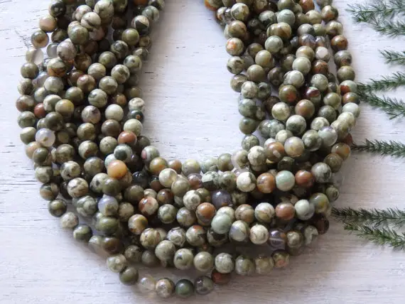 6mm Rainforest Jasper Beads, Natural Jasper Beads In Shades Of Green, 6mm Round Jasper Beads, 15.5" Strand / Approx. 72 Per Strand