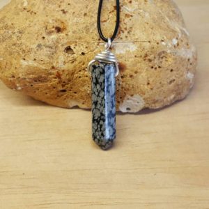 Shop Snowflake Obsidian Pendants! Snowflake Obsidian point pendant. Reiki jewelry uk. Virgo jewelry. Silver plated Wire wrapped pendant. Hexagonal 30x9mm stone | Natural genuine Snowflake Obsidian pendants. Buy crystal jewelry, handmade handcrafted artisan jewelry for women.  Unique handmade gift ideas. #jewelry #beadedpendants #beadedjewelry #gift #shopping #handmadejewelry #fashion #style #product #pendants #affiliate #ad