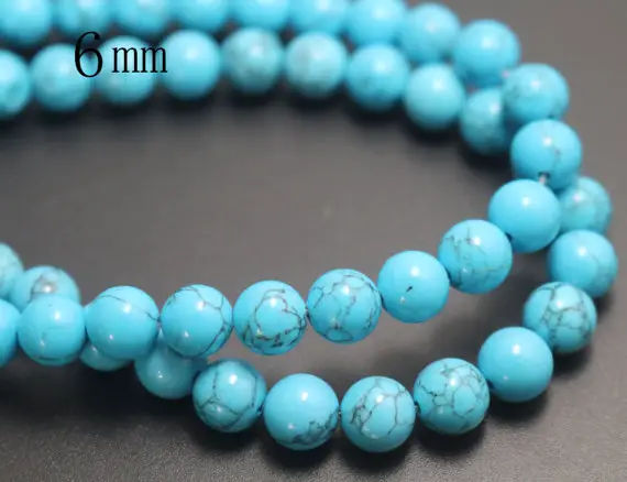 Turquoise Beads,4mm/6mm/8mm/10mm/12mm Smooth And Round Stone Beads,15 Inches One Starand