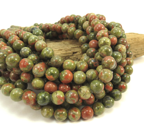 8mm Unakite Beads, Natural Multi-colored Unakite Beads, 8mm Green & Orange Beads, 16" Inch Strand, Jewelry Supplies, Item 677pm