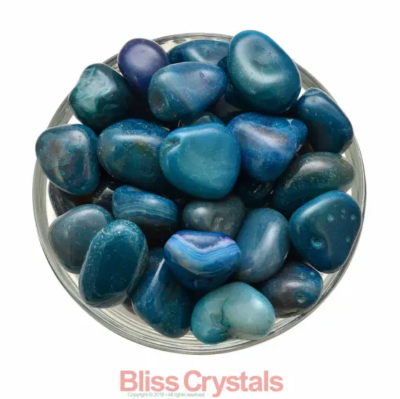1 Large Fancy Teal Blue Agate Tumbled Stone Crystal Color Enhanced Natural Agate Healing Crystal And Stone #sp4