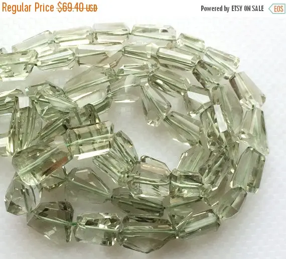 12-23mm Green Amethyst Beads Faceted Tumble Beads, Green Amethyst Step Cut Beads, Green Amethyst For Jewelry (8in To 16in Options)