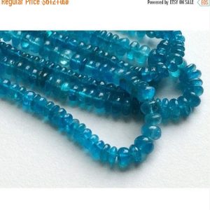Shop Apatite Rondelle Beads! 4-5.5mm Neon Apatite Plain Rondelle Beads, Smooth Blue Apatite Gemstone Rondelle Beads, Apatite Plain Beads For Jewelry (4IN To 8IN Options) | Natural genuine rondelle Apatite beads for beading and jewelry making.  #jewelry #beads #beadedjewelry #diyjewelry #jewelrymaking #beadstore #beading #affiliate #ad