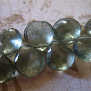 MOSS AQUAMARINE Briolettes Beads, Heart, Luxe AAA, 8 mm, Blue Green, Faceted, march birthstone bridal | Natural genuine faceted Aquamarine beads for beading and jewelry making.  #jewelry #beads #beadedjewelry #diyjewelry #jewelrymaking #beadstore #beading #affiliate #ad