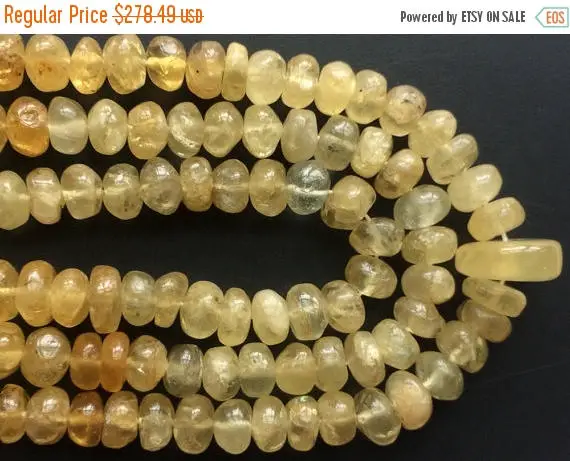 7-8mm Yellow Aquamarine Beads, Yellow Aqua Plain Rondelle Beads, 30 Pieces Natural Yellow Aquamarine For Jewelry - Godp966