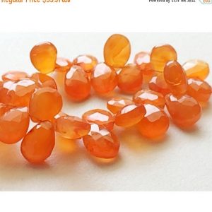 Shop Carnelian Faceted Beads! 8×10-10x12mm Carnelian Faceted Pear For Jewelry, Juicy Orange Beads, Briolette Pear Strand (4IN To 8IN Options) | Natural genuine faceted Carnelian beads for beading and jewelry making.  #jewelry #beads #beadedjewelry #diyjewelry #jewelrymaking #beadstore #beading #affiliate #ad