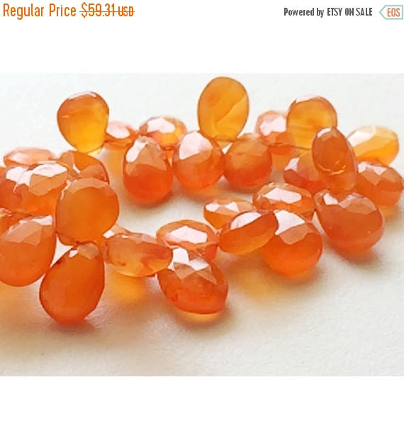 8x10-10x12mm Carnelian Faceted Pear For Jewelry, Juicy Orange Beads, Briolette Pear Strand (4in To 8in Options)