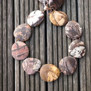 Shop Jasper Bead Shapes! Matte Outback Jasper freeform beads 32-44mm (ETB00561) Unique jewelry/Vintage jewelry/Gemstone necklace | Natural genuine other-shape Jasper beads for beading and jewelry making.  #jewelry #beads #beadedjewelry #diyjewelry #jewelrymaking #beadstore #beading #affiliate #ad