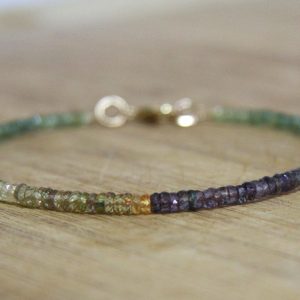 Natural Green Yellow And Purple Sapphire Bracelet 14k Yellow Gold Filled, 5th 7th 45th Anniversary , Wedding , Bridal , Healing Gems, Canada Natural Green Yellow And Purple Sapphire Bracelet 14k Yellow Gold Filled, 5th 7th 45th Anniversary , Wedding , Bridal , Healing Gems, Canada