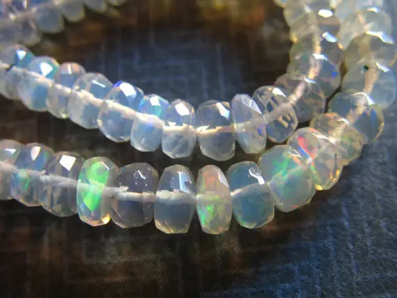 5-50 Pc / Ethiopian Opal Rondelles, Wello Welo Opal Beads / 4-5 Mm, Luxe Aaa, Faceted White Ethiopian Opal Gems / October Birthstone 45
