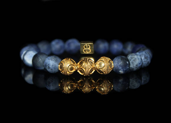 Sodalite Bracelet, Men's Bracelet, Designer Bracelet, Men's Luxury Bracelet, Men's Bracelet, Silver Beads Bracelet, Blue Beads Bracelet