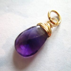 Shop Amethyst Bead Shapes! AMETHYST Pendant Charm Add a Dangle Drop Long Pear, Sterling Silver or 14k Gold Fill, February Birthstone Charm Gift Under 10  gd332 solo tr | Natural genuine other-shape Amethyst beads for beading and jewelry making.  #jewelry #beads #beadedjewelry #diyjewelry #jewelrymaking #beadstore #beading #affiliate #ad