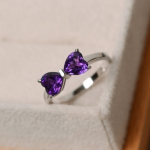Natural purple amethyst ring, engagement ring, promise ring for her | Natural genuine Array rings, simple unique alternative gemstone engagement rings. #rings #jewelry #bridal #wedding #jewelryaccessories #engagementrings #weddingideas #affiliate #ad