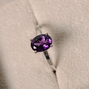 Purple amethyst ring, sterling silver, February birthstone ring, solitaire ring | Natural genuine Array jewelry. Buy crystal jewelry, handmade handcrafted artisan jewelry for women.  Unique handmade gift ideas. #jewelry #beadedjewelry #beadedjewelry #gift #shopping #handmadejewelry #fashion #style #product #jewelry #affiliate #ad