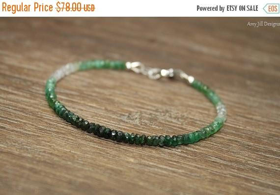 Emerald Ombre Bracelet, Shaded Emerald, Emerald Jewelry, May Birthstone. Gemstone Bracelet